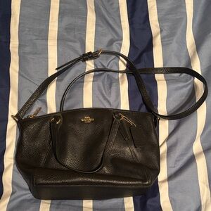 Coach Black Pebbled Leather Satchel with Gold Hardware